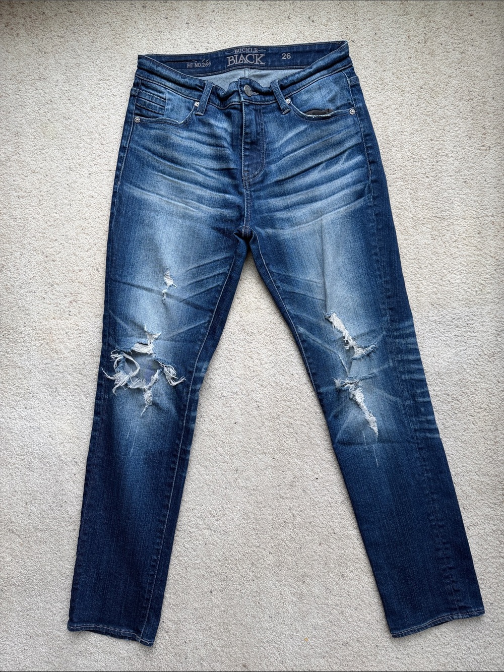 Women’s Buckle Distressed Blue Jeans
